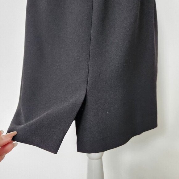 Vintage 90s Black Midi Skirt Size 10 Petite Collectibles Back Slit Goth Classic - Picture 6 of 13